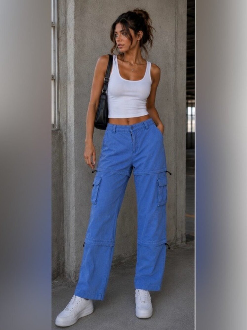 Rave Convertible Corduroy Cargo Hiking Pants Blue Size L Gorpcore Y2K - Picture 2 of 13